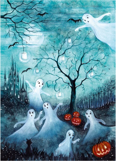 Carte Postale Spooky Halloween - Illustratrice Bijdehansje