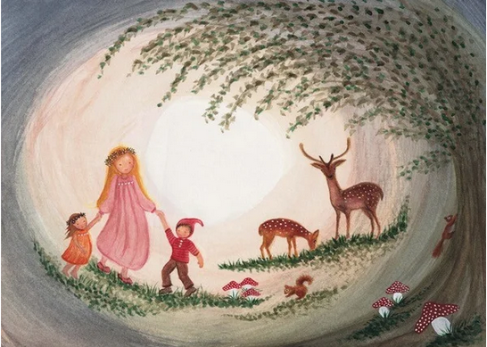 Carte Postale Girl with Deer - Illustratrice Bijdehansje