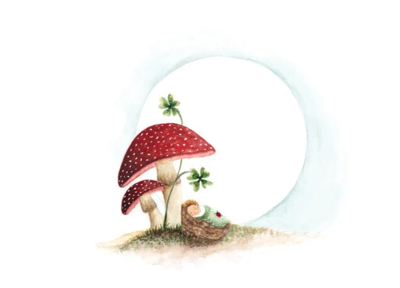 Carte Postale Mushroom Baby - Ilustratrice Bijdehansje
