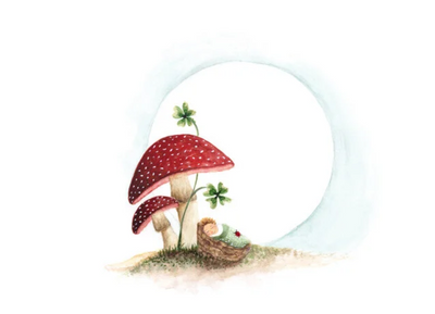 Carte Postale Mushroom Baby - Ilustratrice Bijdehansje