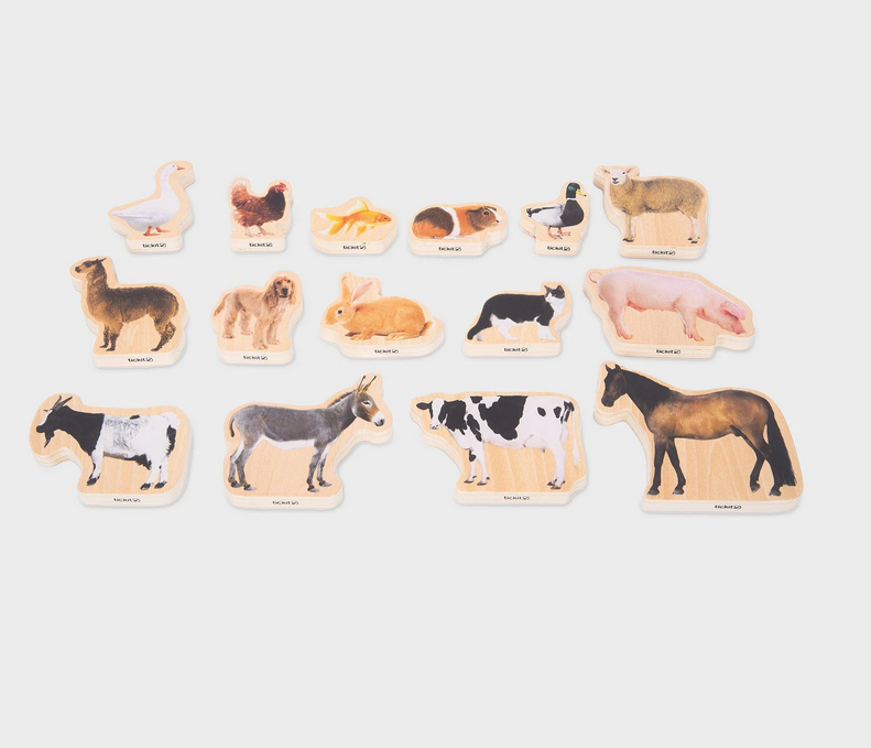 Tickit Animaux de la ferme en bois - Lot de 15