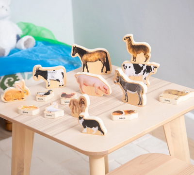 Tickit Animaux de la ferme en bois - Lot de 15