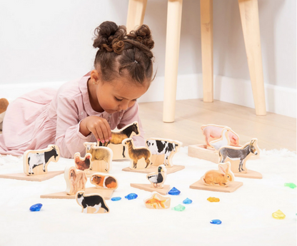 Tickit Animaux de la ferme en bois - Lot de 15