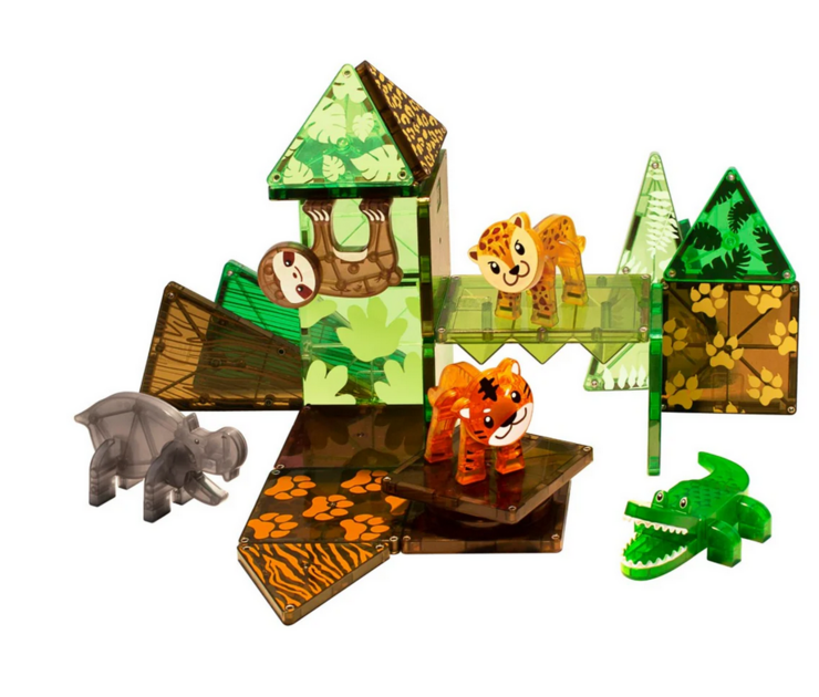Magna Tiles Jeu magnétique - Jungle Animals Lot de 25 pièces