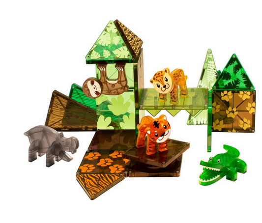 Magna Tiles Jeu magnétique - Jungle Animals Lot de 25 pièces