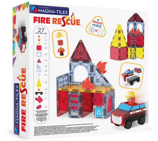 Magna Tiles Jeu magnétique - Les Pompiers Lot de 27 pièces