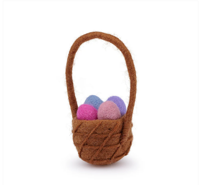Suspension en feutrine de laine Panier avec oeufs de Pâques