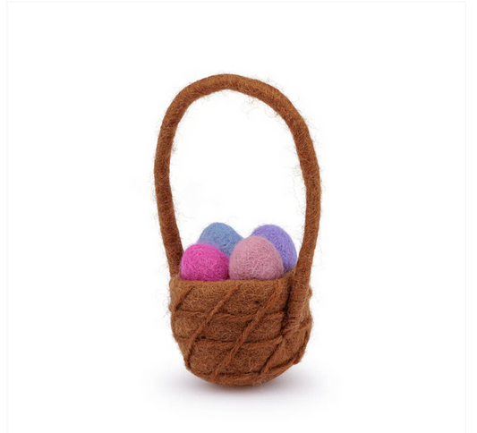 Suspension en feutrine de laine Panier avec oeufs de Pâques