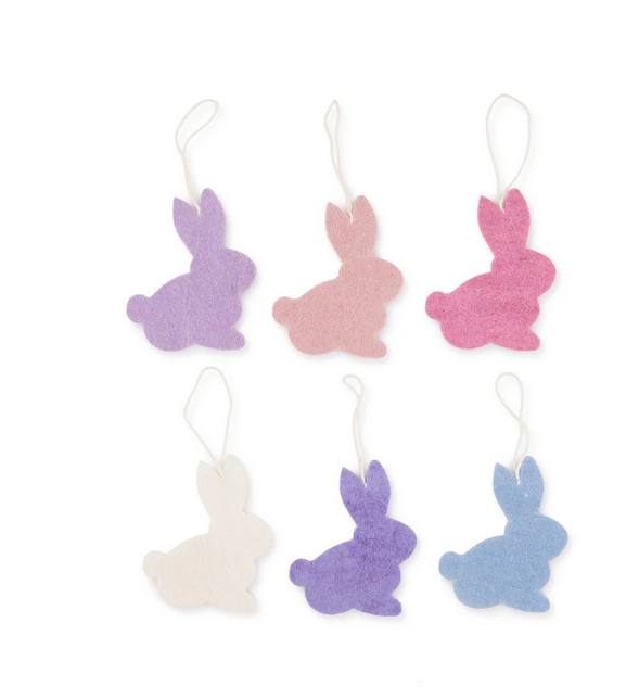 Suspension en feutrine de laine Lapin Pastel - Lot de 6
