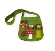 Sac en feutrine de laine avec marionnettes à doigts – Animaux de la forêt