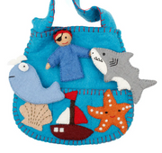 Sjaal met Verhaal Sac en feutrine de laine avec marionnettes à doigts – Dans la Mer