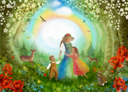 Carte Postale Rainbow Meadow - Ilustratrice Bijdehansje