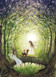 Carte postale Fairies with Squirrel - Illustratrice Bijdehansje