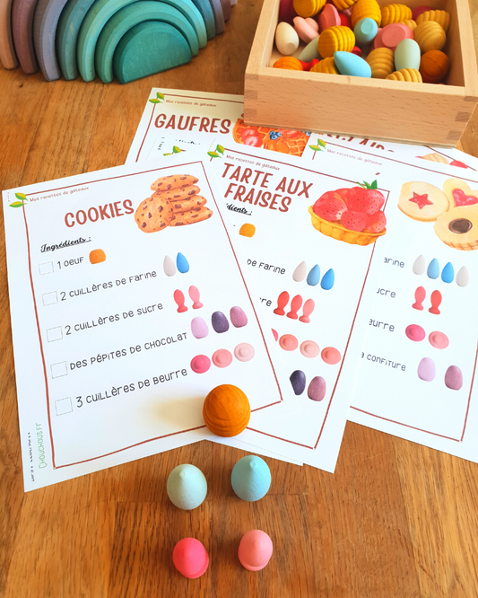 Mes recettes de Gâteaux - Cartes éducatives à imprimer - Grapat Loose Parts