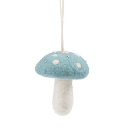 Suspension de Noël en feutrine de laine Champignon Bleu glace