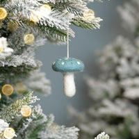 Suspension de Noël en feutrine de laine Champignon Bleu glace
