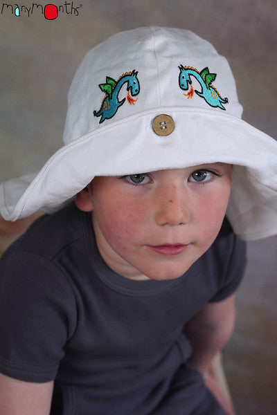 ManyMonths Chapeau d'été Chanvre/coton bio avec broderie Dragon