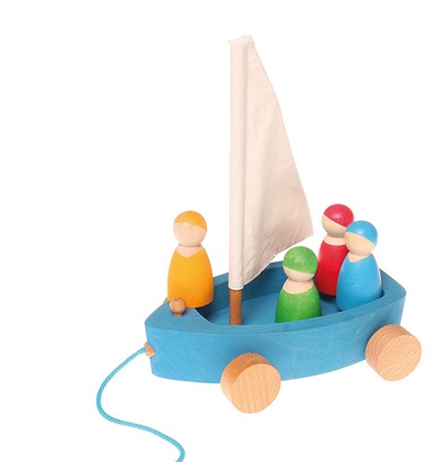 Le char à voile à tirer et ses 4 petits marins Grimm's
