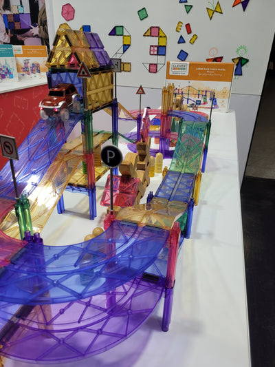 Cleverclixx Circuit de voitures Pastel 78 pièces et 2 voitures - Jeu magnétique