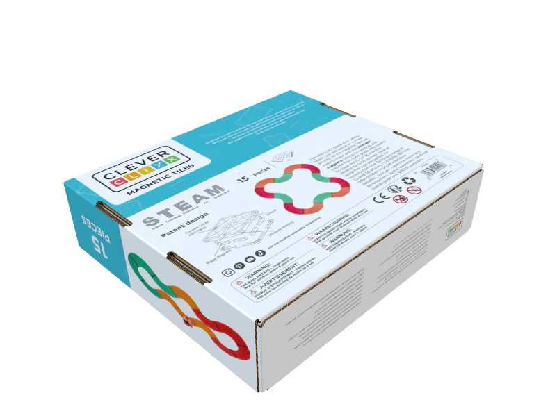 Cleverclixx Extension Circuit de voiture Virages lot de 15 - Jeu magnétique