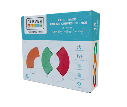 Cleverclixx Extension Circuit de voiture Virages lot de 15 - Jeu magnétique