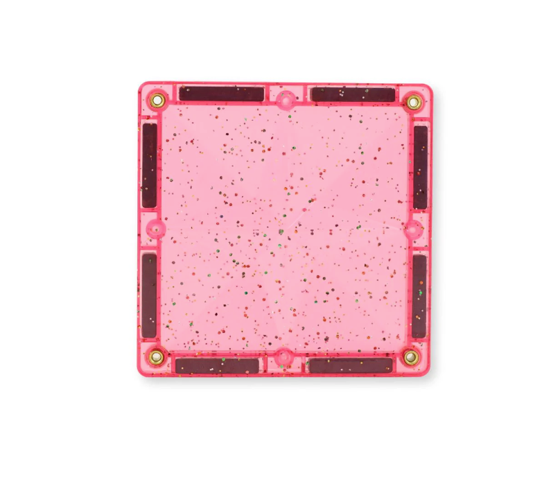 Cleverclixx Jeux magnétiques Glitter tiles pack - 16 tuiles pailletées Rose transparent