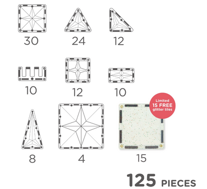 Cleverclixx jeux magnétiques Inventive Pack Intense- 110 pièces + 15 pièces pailletés Offertes!