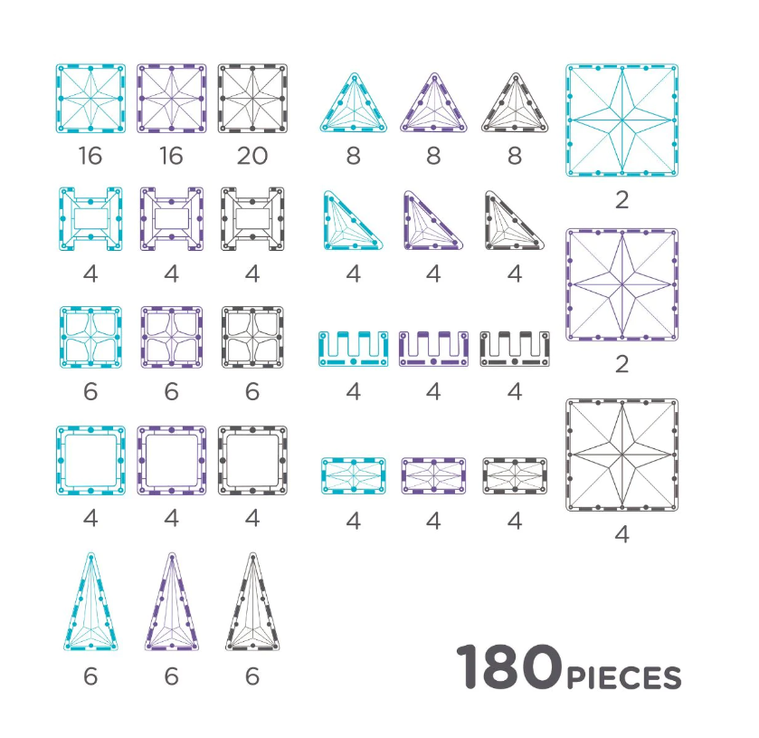 Cleverclixx Mega Ice Crystal Pack - Jeu magnétique 180 pièces