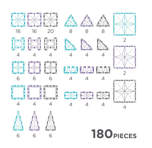 Cleverclixx Mega Ice Crystal Pack - Jeu magnétique 180 pièces