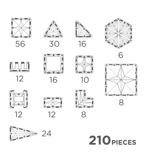 Cleverclixx Mega Pack Pastel - Jeu magnétique 210 pièces