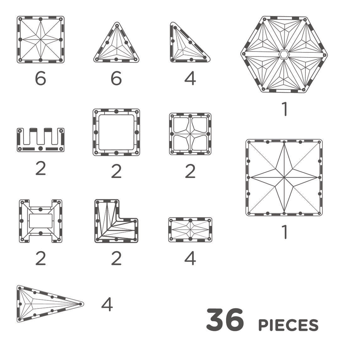 Cleverclixx Pack Pastel - Jeu magnétique 36 pièces