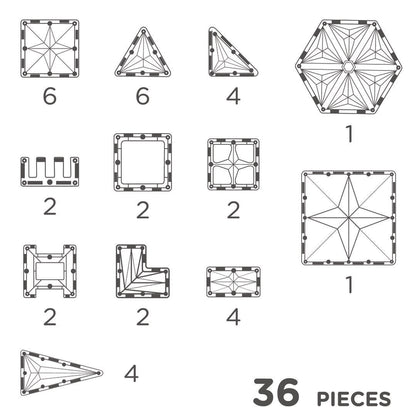 Cleverclixx Pack Pastel - Jeu magnétique 36 pièces