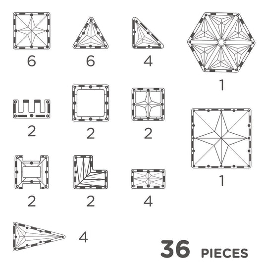 Cleverclixx Pack Pastel - Jeu magnétique 36 pièces