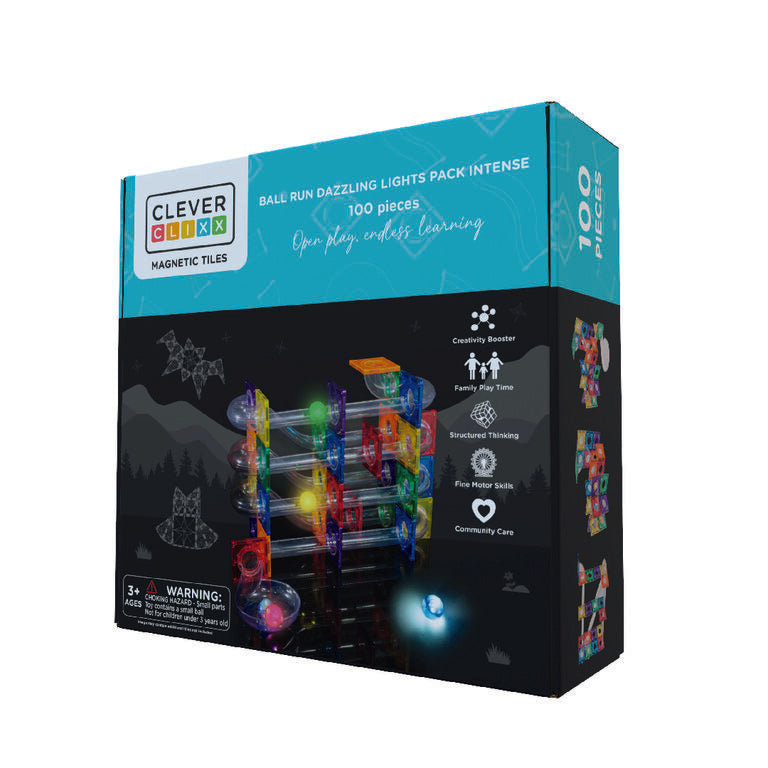 Cleverclixx Parcours à billes Dazzling lights - Jeu magnétique 100 pièces