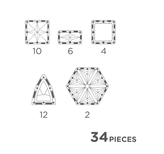 Cleverclixx Small curved Dome Pack Magnetic Tiles - Lot de 34