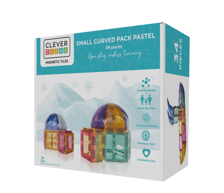 Cleverclixx Small curved Dome Pack Magnetic Tiles - Lot de 34