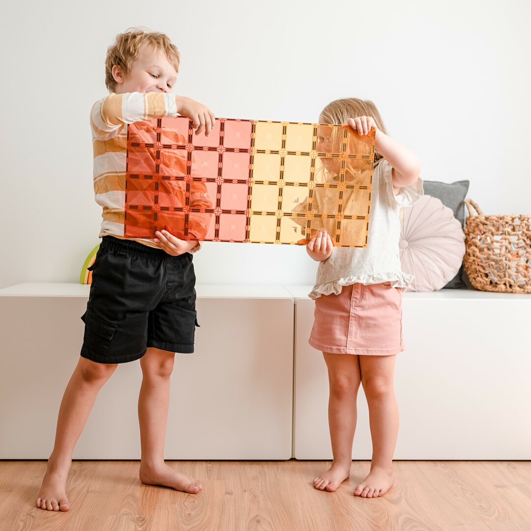 Connetix 2 Plaques magnétique Lemon - Peach 30 x 30 cm