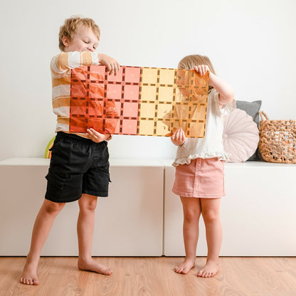 Connetix 2 Plaques magnétique Lemon - Peach 30 x 30 cm