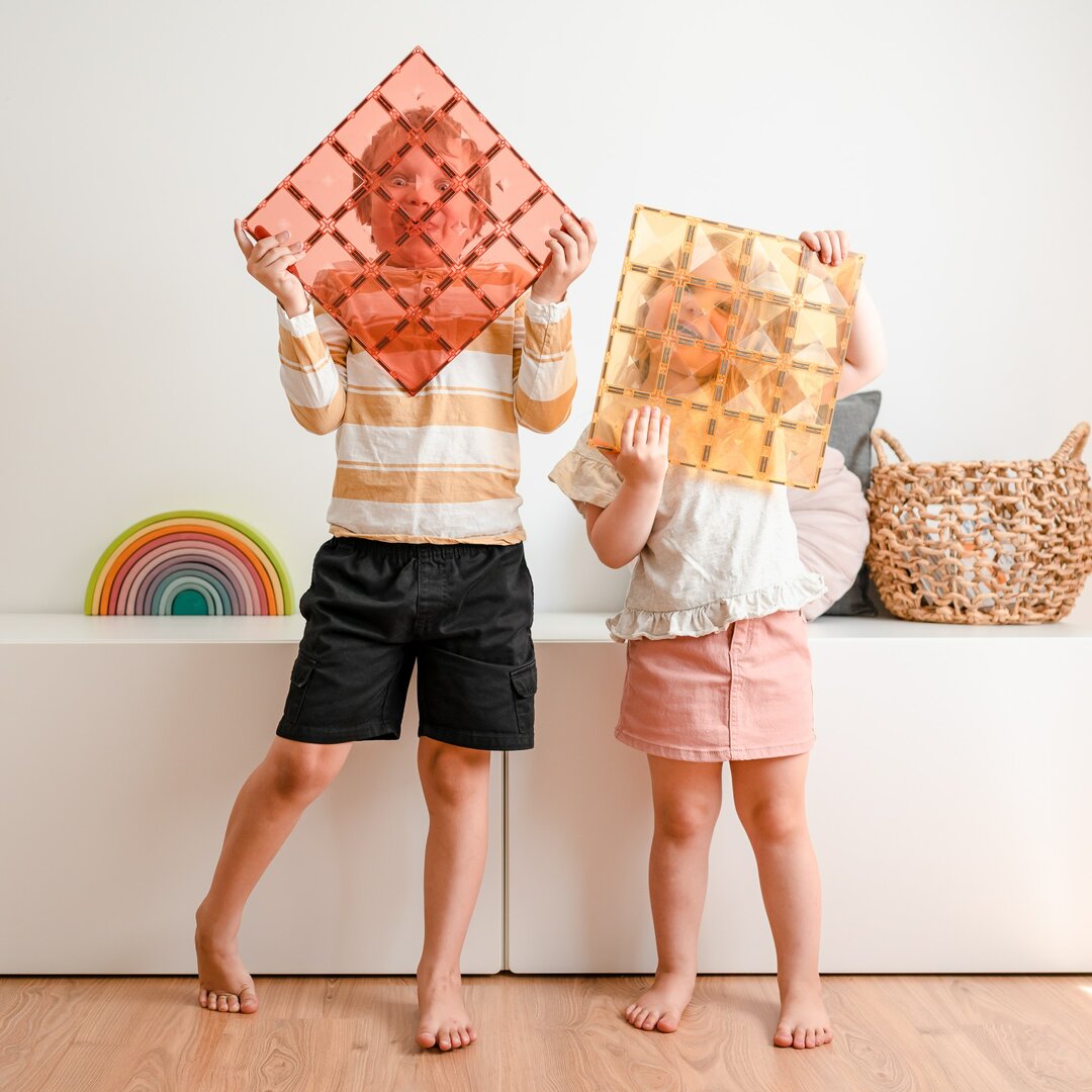 Connetix 2 Plaques magnétique Lemon - Peach 30 x 30 cm
