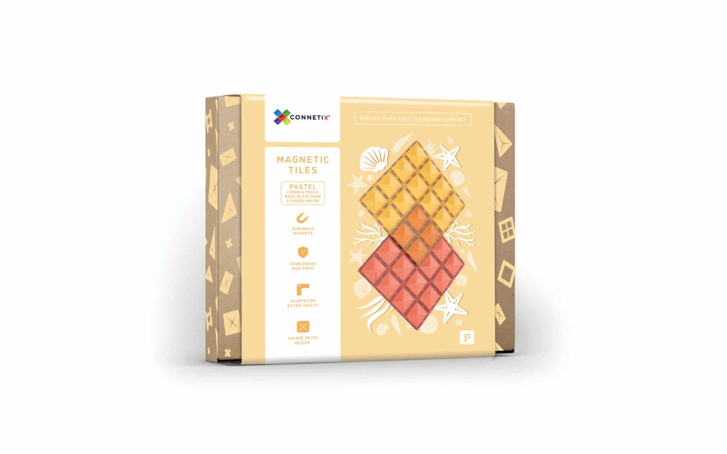 Connetix 2 Plaques magnétique Lemon - Peach 30 x 30 cm