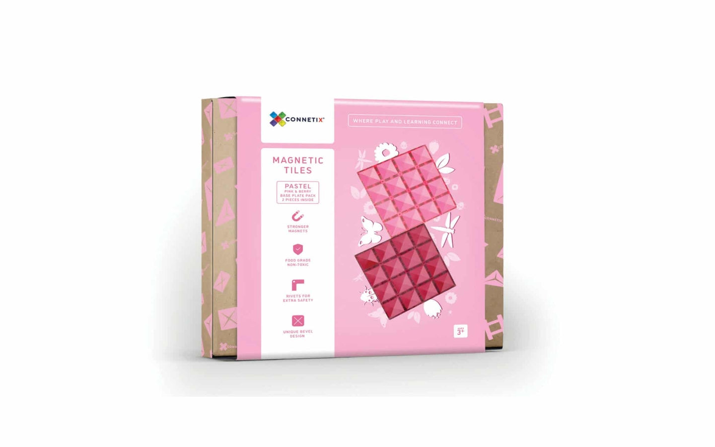 Connetix 2 Plaques magnétique Pink - Berry 30 x 30 cm
