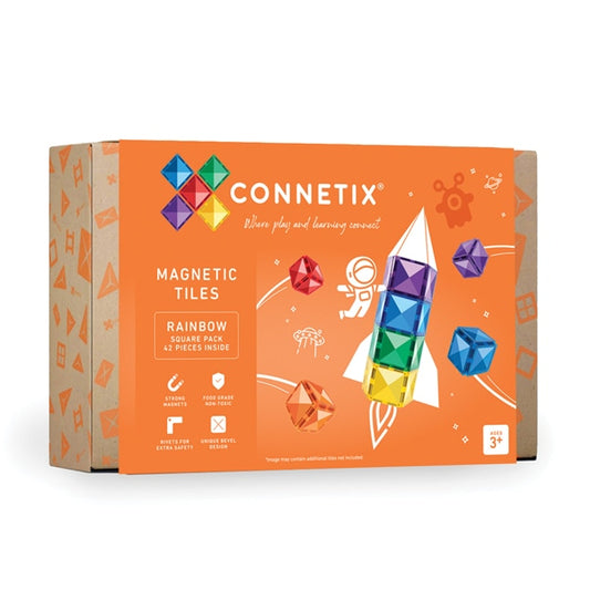 Connetix Tiles Pack de carrés Arc-en-ciel - 42 pièces