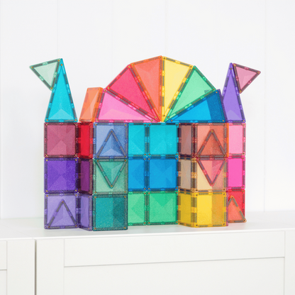 Connetix Jeu magnétique Château pailleté - Glitter castle pack 48 pièces
