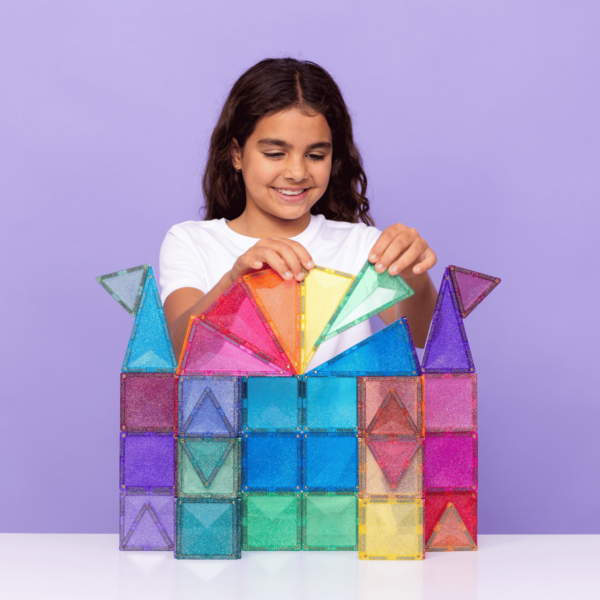Connetix Jeu magnétique Château pailleté - Glitter castle pack 48 pièces