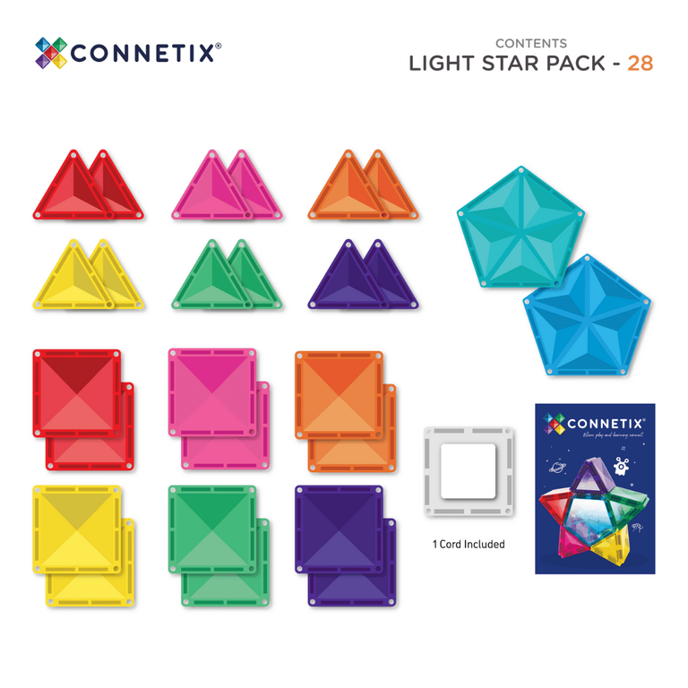 Connetix Jeu magnétique Etoile lumineuse 28 pièces