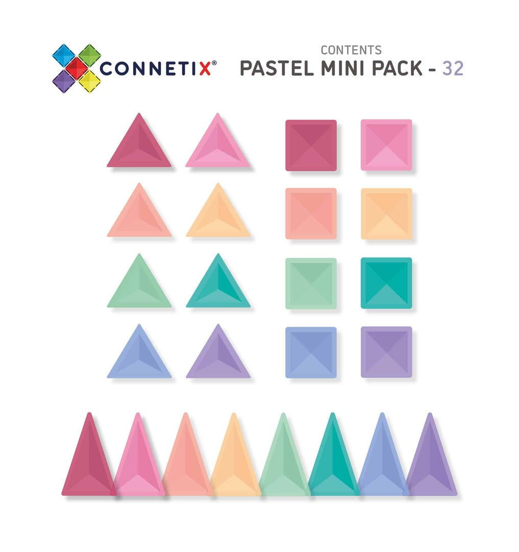 Connetix Jeu magnétique Mini pack Pastel 32 pièces