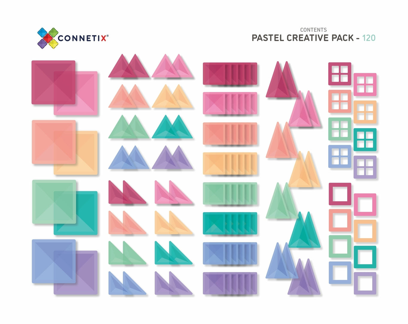 Connetix Jeu magnétique Pack Créatif Pastel - 120 pièces