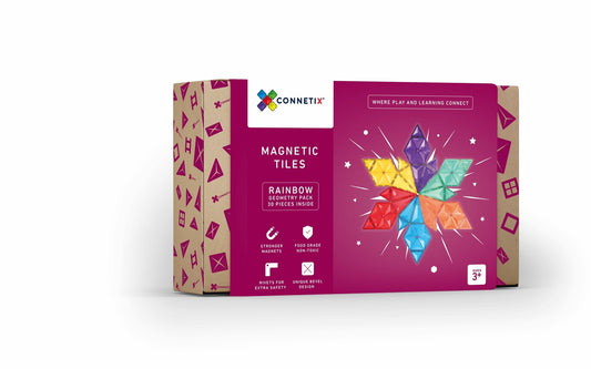 Connetix Jeu magnétique Pack géométrie Arc-en-ciel - 30 pièces