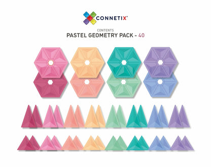 Connetix Jeu magnétique Pack Géométrie Pastel - 40 pièces