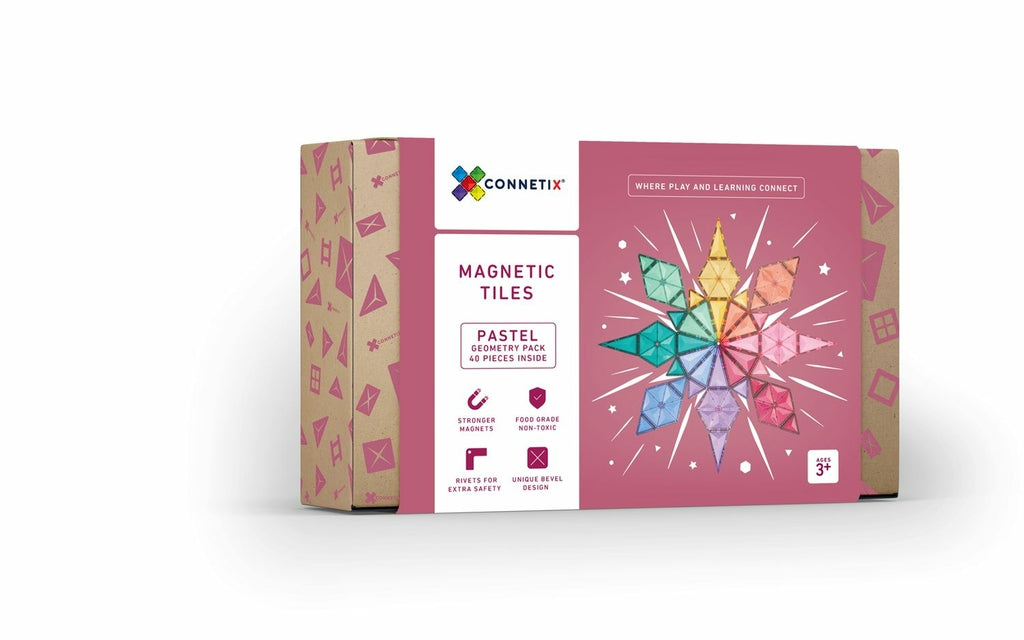 Connetix Jeu magnétique Pack Géométrie Pastel - 40 pièces
